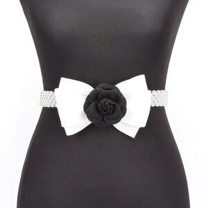 Flower Ribbon Faux Pearl Stretch Belt